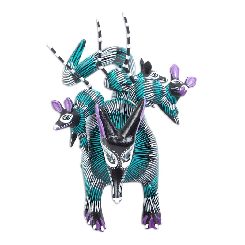 Novica Handmade Mother Opossum Wood Alebrije Sculpture