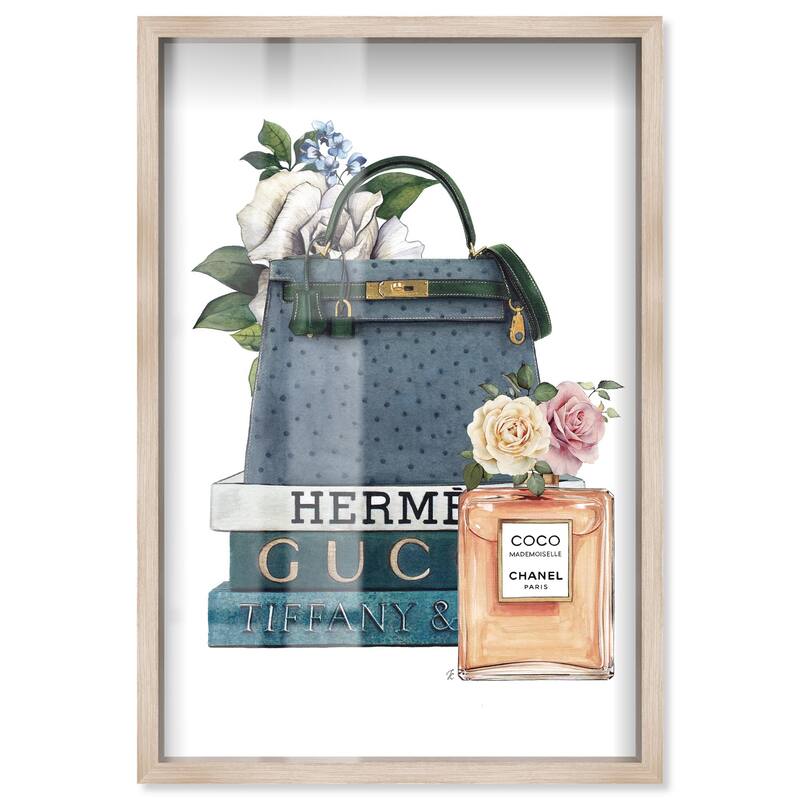 Books and Coco Orange Shadowbox by Art Remedy - Natural - 24" x 36"