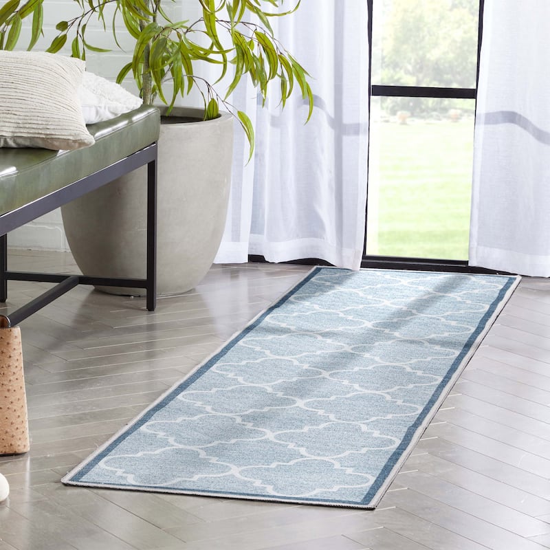 Well Woven Modern Bold Lattice Non-Skid Backing Runner Rug - 2' x 7'
