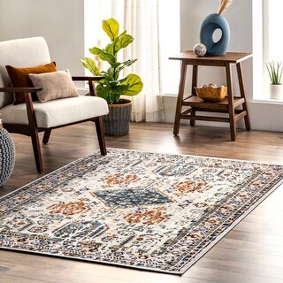 Nuloom Samara SpinClean Machine Washable Medallion Bordered Area Rug ...
