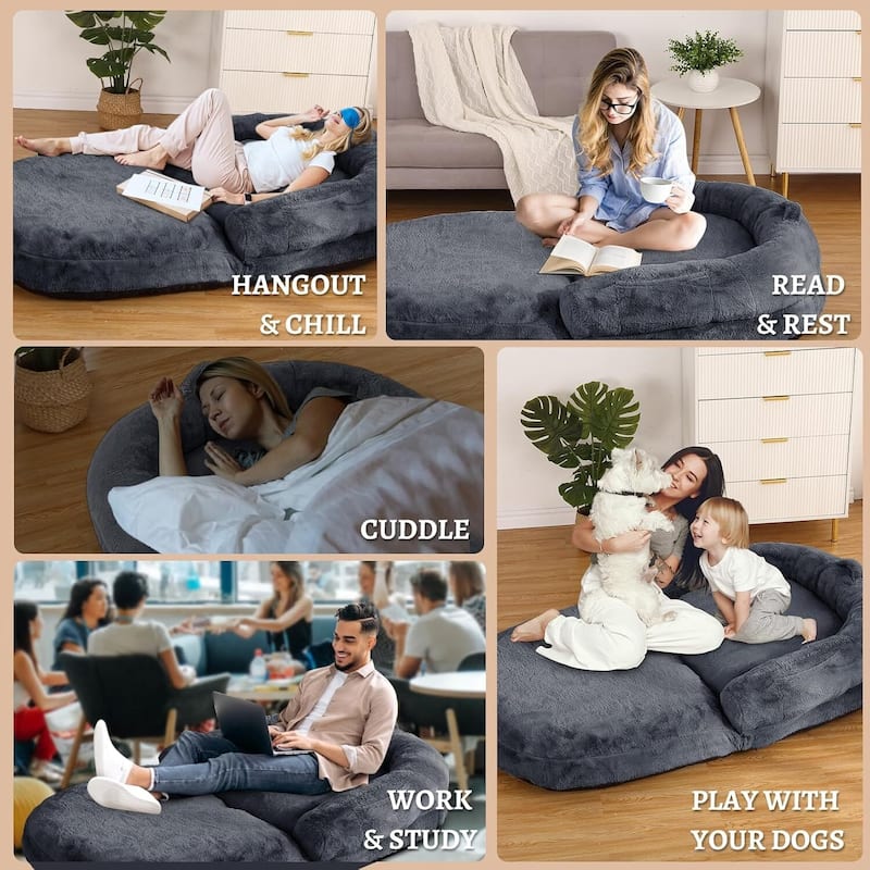 Foldable Nap Sofa, Human Giant Oval Dog Bed for Adults & Pets