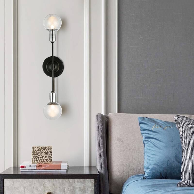 Light Society Cellini 2-Light Wall Sconce - Black/Clear