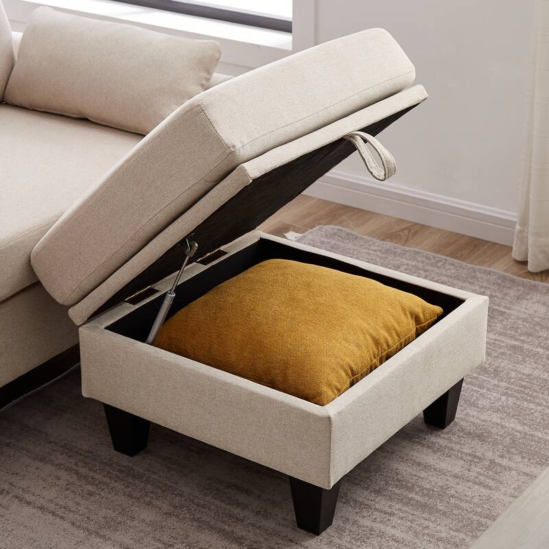 Modular Sectional Sofa Couch L Shaped With Chaise Storage Ottoman and Side Bags For Living Room