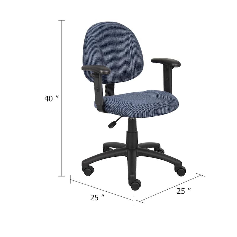 Jea Swivel Posture Chair, Adjustable Arms, Blue Tweed, Wheels