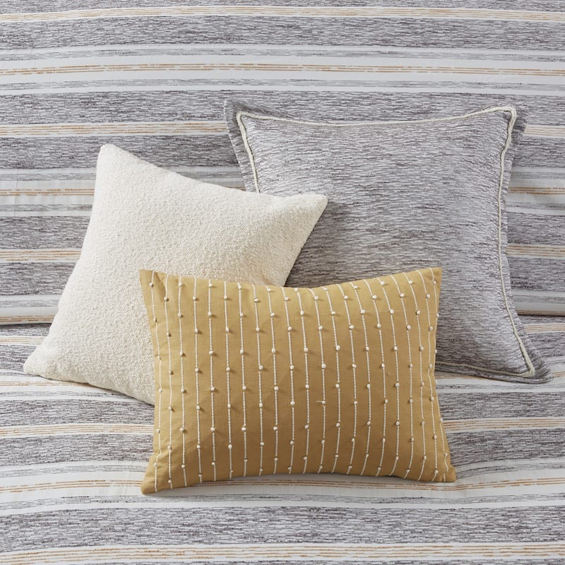 Madison Park Signature Oasis Oversized Chenille Jacquard Comforter Set with Euro Shams and Throw Pillows