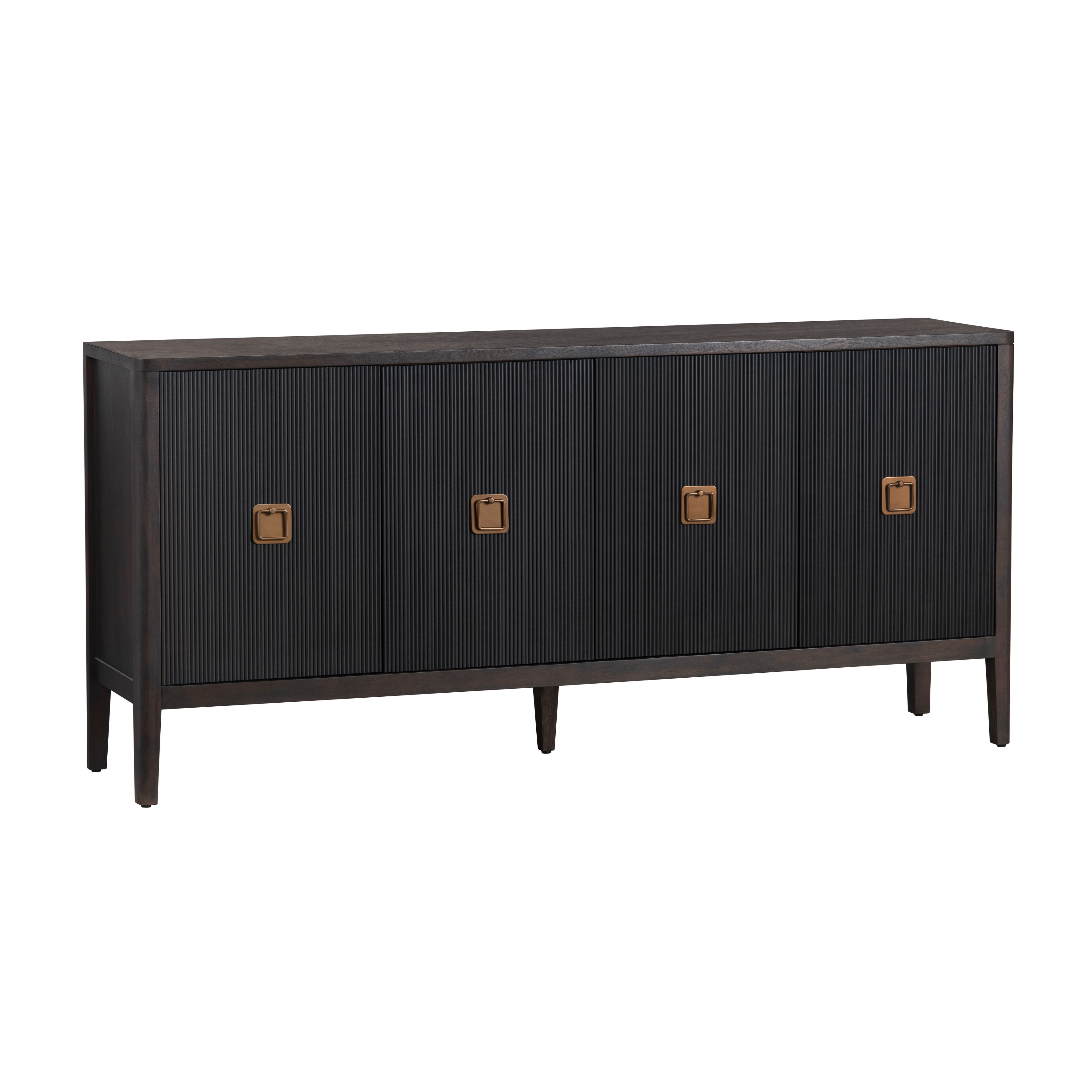74 in. Brown Solid Wood 4 Door Media Credenza_Sideboard