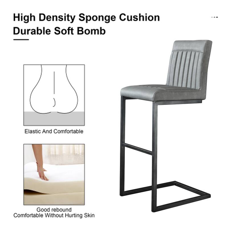 2 Sets Faux Leather Bar Stool - Sturdy Black Metal Frame & Padded Seat, Stylish Seating for Home Bar & Dining Counte