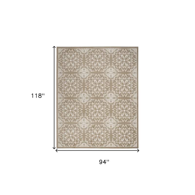 Power Loomed Floral Traditional Non Skid Stain Resistant Area Rug - 118' X '94' X '0.5