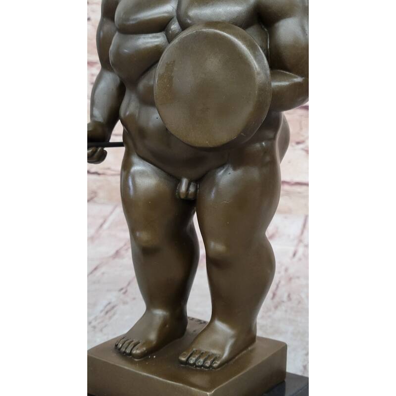 Hot Cast Botero Reproduction Roman Soldier Bronze Sculpture Marble Base Figurine