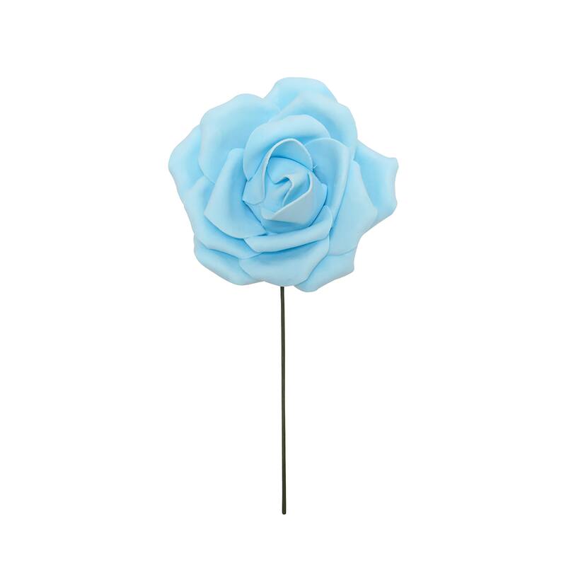 Set of 3 Large Foam Rose Stem Flower Wall Decor Backdrop Art Crafts 8in - 8" D x 4.25" DP - Light Blue