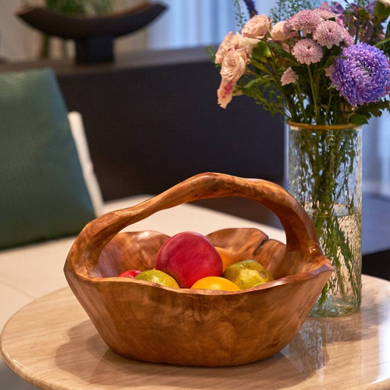 Greenage Cedar Basket with Handle,Perfect for Fruit Display