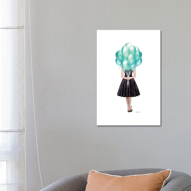 iCanvas "Audrey Holding Balloons, Teal" by Amanda Greenwood Canvas Print - 26x18x1.5