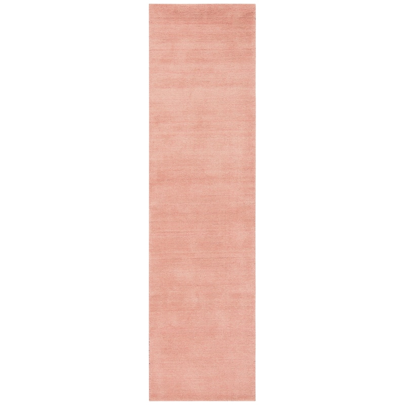SAFAVIEH Handmade Himalaya Palm Border Modern Wool Rug - 2'3" x 8' Runner - Light Pink