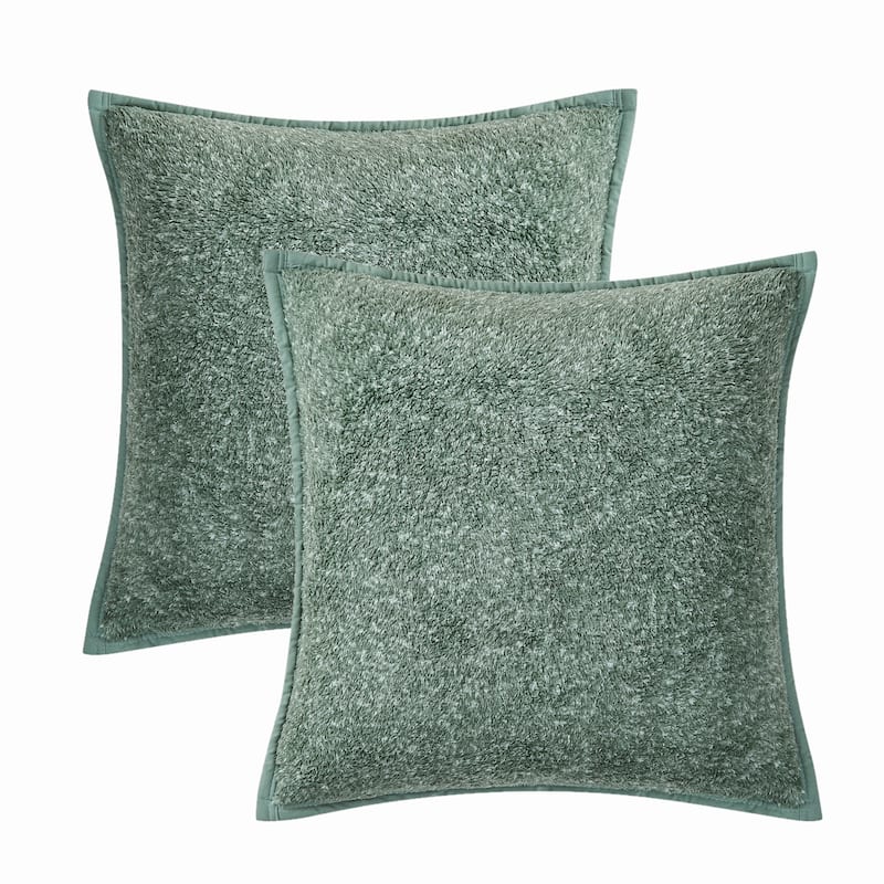 Brooklyn Loom Heathered Sherpa 20x20 2 Pack Decorative Pillow - Green