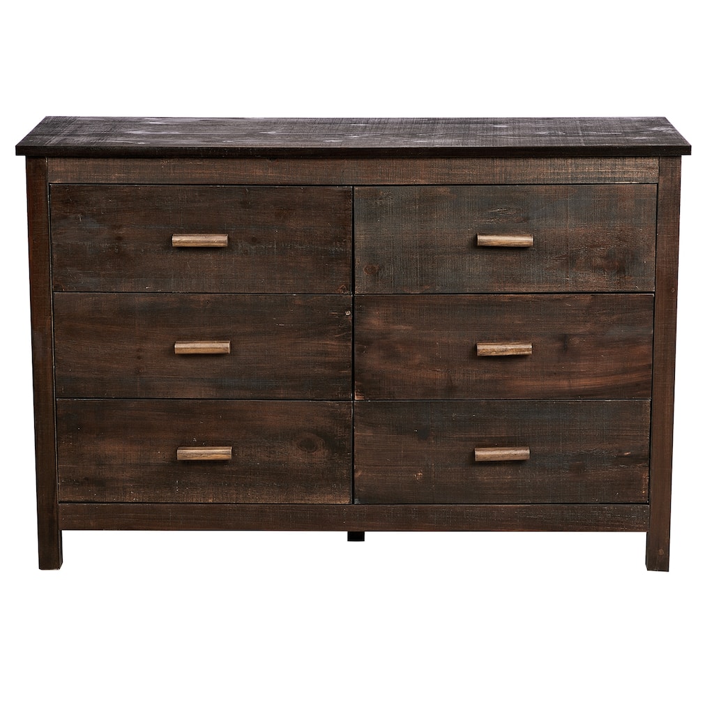 6-Drawer Modern Chest of Drawers MDF Core with Solid Wood Veneer