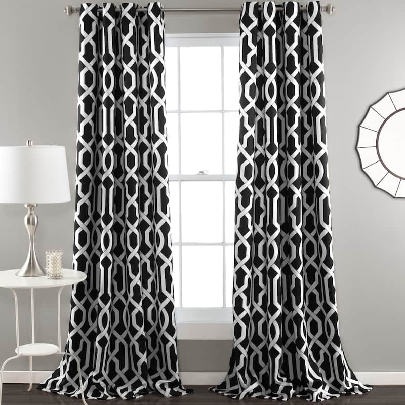 Lush Decor Edward Moroccan Room-darkening Curtain Panel Pair - 52"W x 84"L - Black