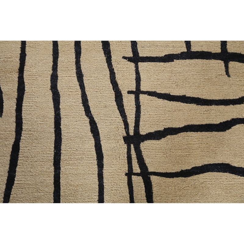 Vegetable Dye Abstract Nepalese Oriental Area Rug Wool Hand-knotted - 6'2" x 9'4"