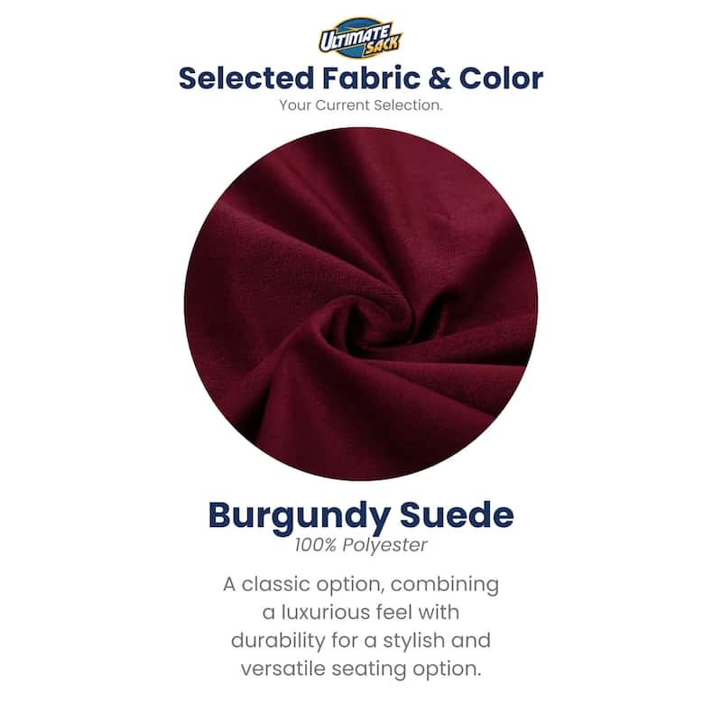 Ultimate Sack 5ft Bean Bag Chair and Footstool Oversized Lounger, Burgundy Suede