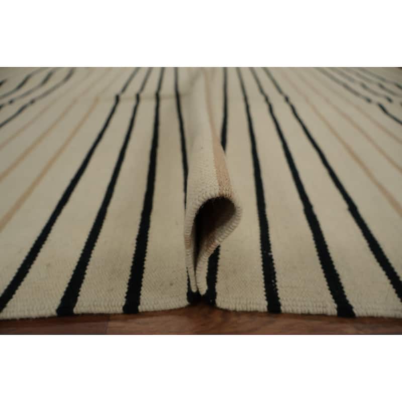 Hand Woven Oriental 100% Wool Carpet Southwestern Modern Beige & Ivories Kilim Area Rug - 5' 10'' X 4' 2''