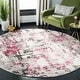 preview thumbnail 15 of 70, SAFAVIEH Skyler Roumpini Modern Abstract Rug 4' x 4' Round - Grey/Pink