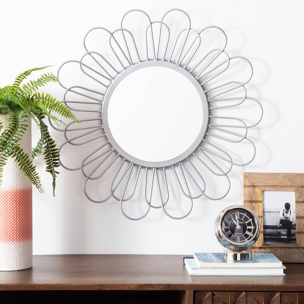 SAFAVIEH Halie 23-inch Silver Round Mirror - 23" W x 1.5" L x 23" H - 23Wx2Dx23H
