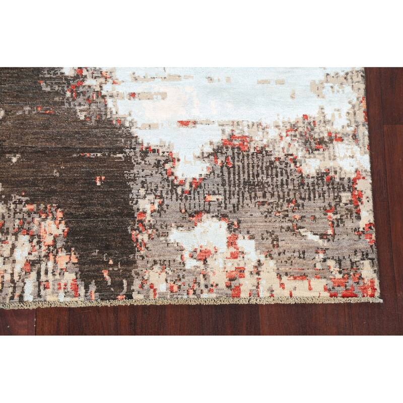 Vegetable Dye Wool/ Silk Abstract Modern Area Rug Hand-knotted Carpet - 6'6" x 9'9"