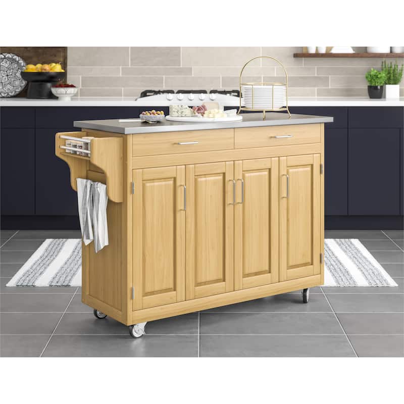 Homestyles Create-a-Cart Natural Mobile Kitchen Cart with Stainless Steel Top