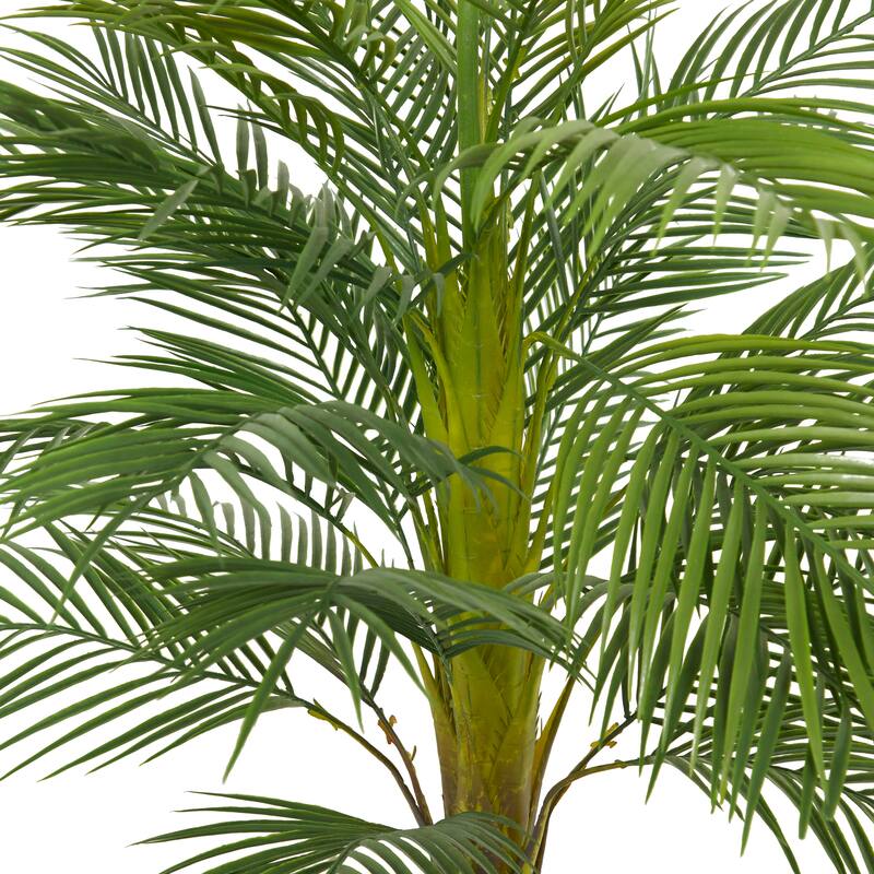 Green Faux Foliage Areca Palm Artificial Tree with Realistic Leaves and Black Melamine Pot - 32 x 32 x 43