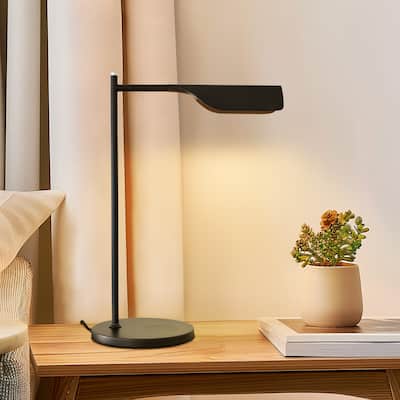 Brightech Leaf 16 in. Classic Black Dimmable LED Contemporary Desk Lamp with Wireless Charging Pad and Adjustable Lamp Head