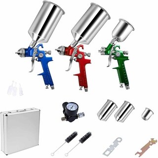 Costway 3 HVLP Air Spray Gun Kit Auto Paint Car Primer