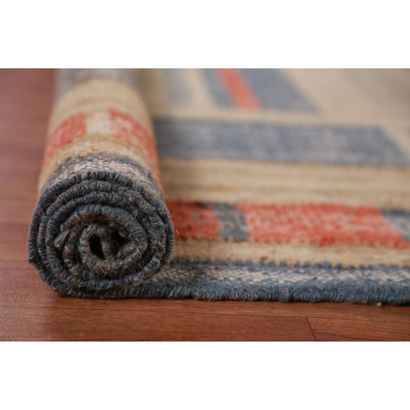 Flatweave Vegetable Dye Kilim Turkish Large Rug Oriental Jute Carpet - 10'8" x 13'1"