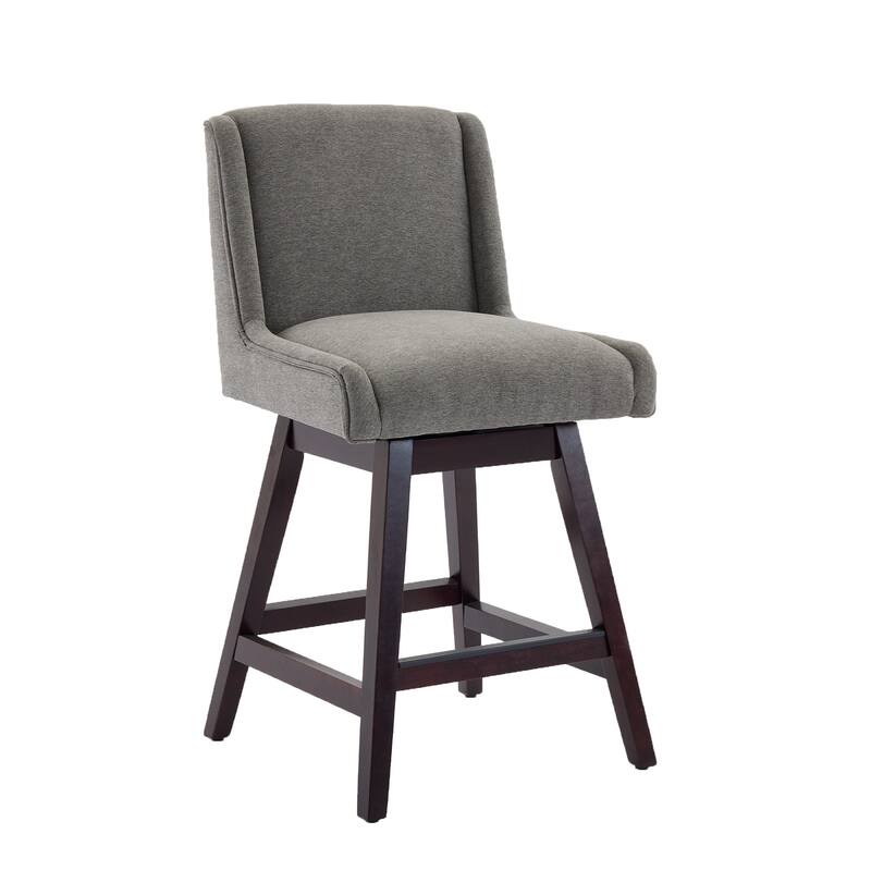 2-Pack Swivel Bar Stools - 360° Rotating Solid Wood and Fabric Stools with Comfortable Cushion