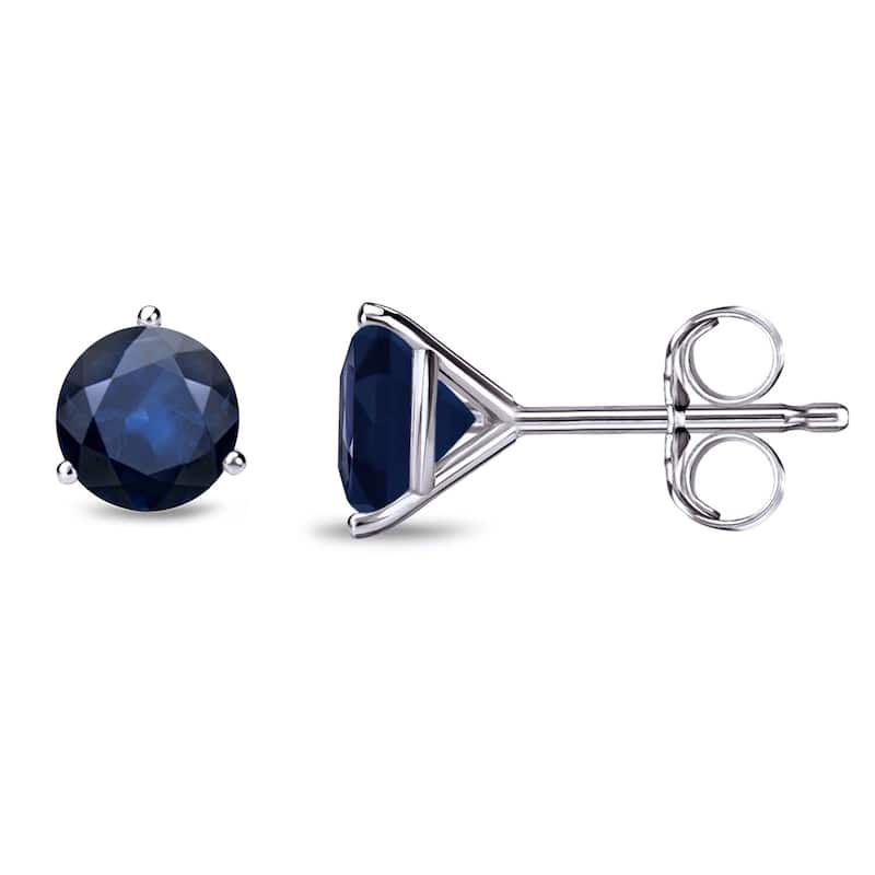 Auriya 14k Gold Round Sapphire Stud Earrings 1/2ctw Martini-set - White