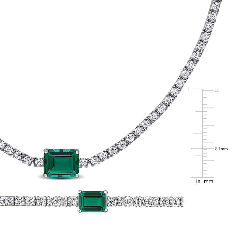 Miadora Sterling Silver Created Gemstone Necklace and Bracelet Set