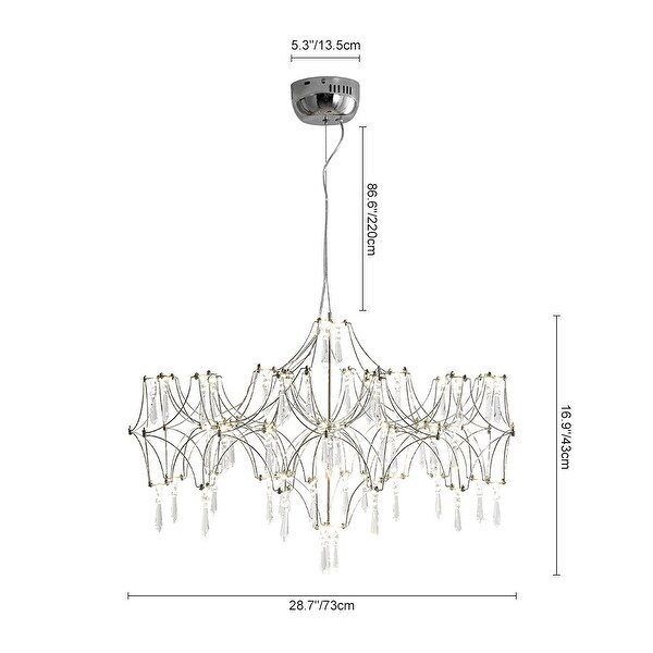 Unique Folding Frame Glitzy Crystal LED Chandelier 4000K