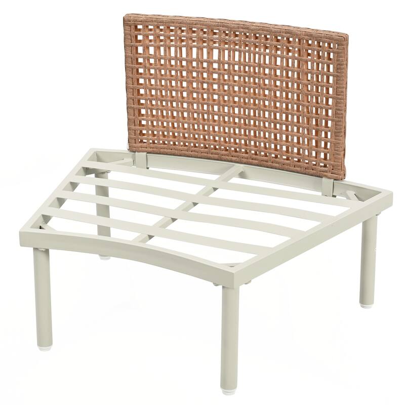 8-Piece Patio Sofa Furniture Set, Half Moon Outdoor Sectional Sofa with 2 High-Low Coffee Tables, PE Wicker Rattan