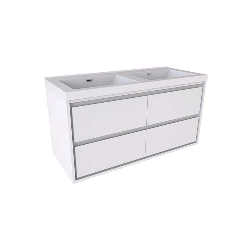 Sage 48" wall mounted bathroom vanity with double basin acrylic top