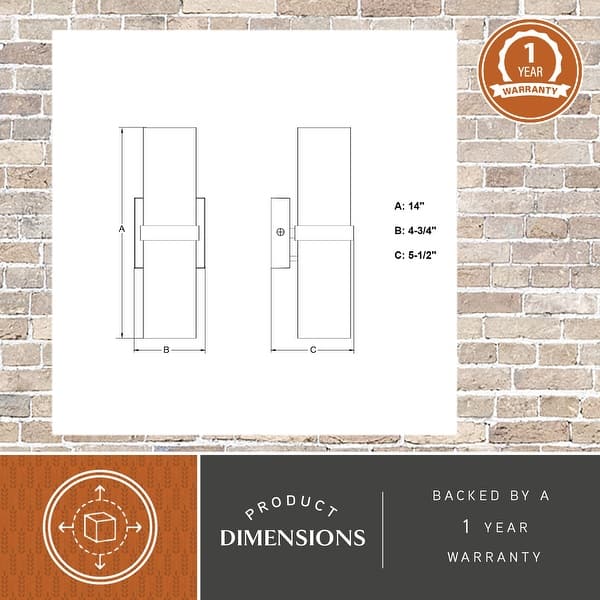 VAXCEL Lavage Outdoor Wall Sconce made of Rust-Resistant Aluminum Metal Shade, LED Compatible - 4.75-in W x 14-in H x 5.5-in D