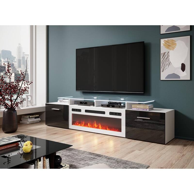 Rova WH-EF Electric Fireplace Modern 75" TV Stand