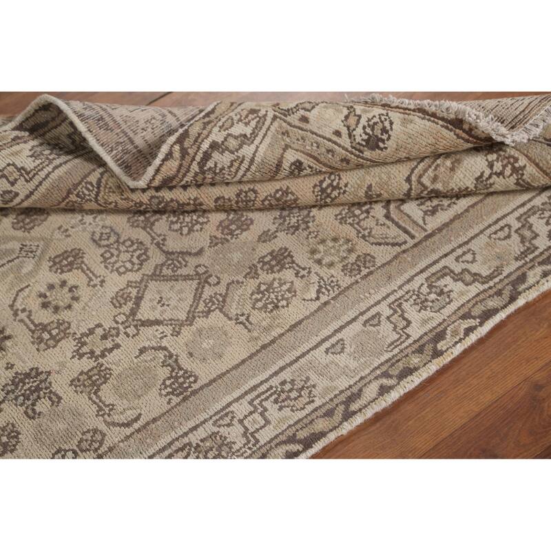 Hamedan Persian Vintage Runner Rug Handmade Geometric Wool Carpet - 3'3" x 9'9"