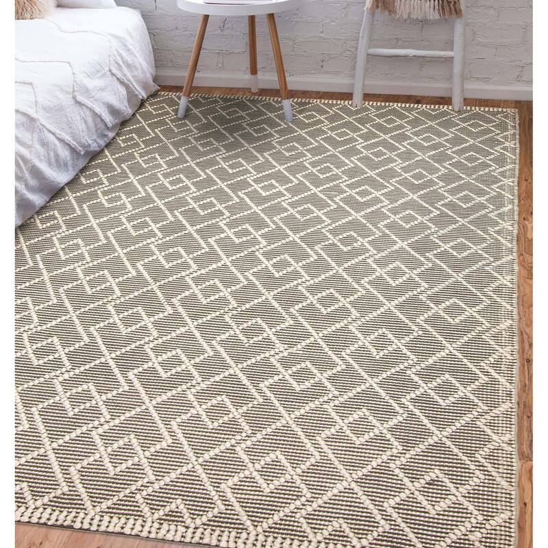 ECARPETGALLERY Braid weave Sienna Grey Wool Rug - 5'0 x 7'9