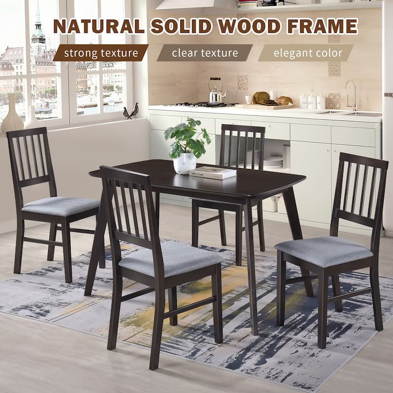 Modern Dining Table 48 Inch Kitchen Table with Solid Wood Leg Espresso/Oak