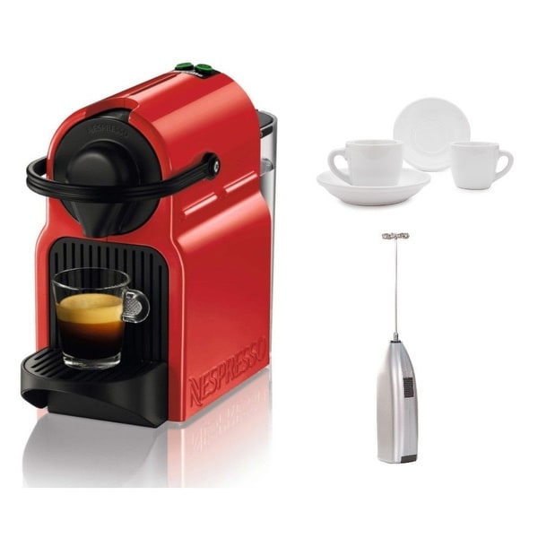 Breville Inissia Espresso Machine (Red) with Frother and Espresso Cups. Opens flyout.
