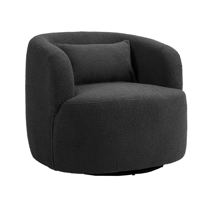 Set of 2 Single Accent Chair Teddy Swivel Barrel Chairs