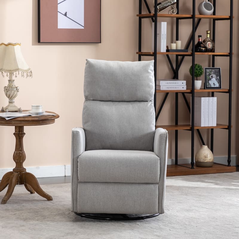 Cotton Linen Fabric Swivel Glider Recliner - Light Gray