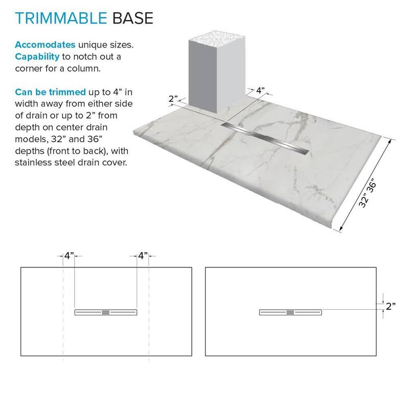 Transolid FZSP6042C 59-1/8" x 41-1/2" Rectangular Shower Base with