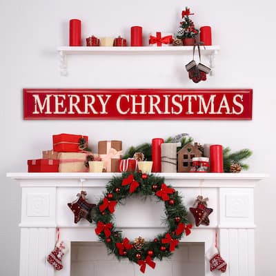 Glitzhome 45"L Enameled Metal Merry Christmas Wall Sign