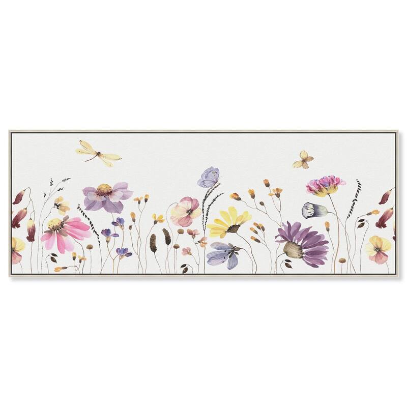 Floral Over Door Art Panoramic Canvas by Art Remedy - Silver - 54" x 20"
