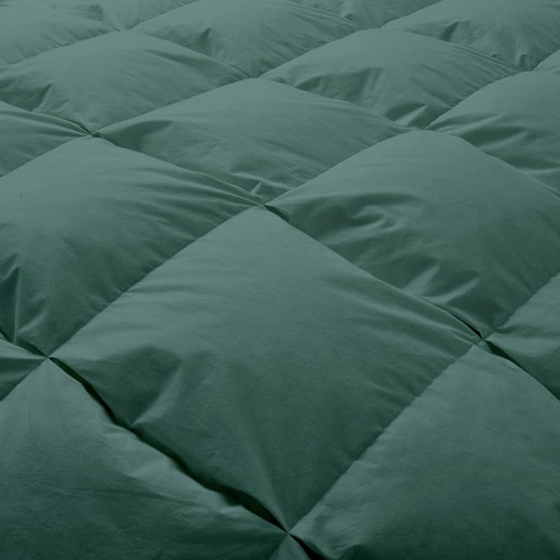 All Season White Goose Feather Down Comforter 100% Cotton Cover with Pintuck Pinch Pleat