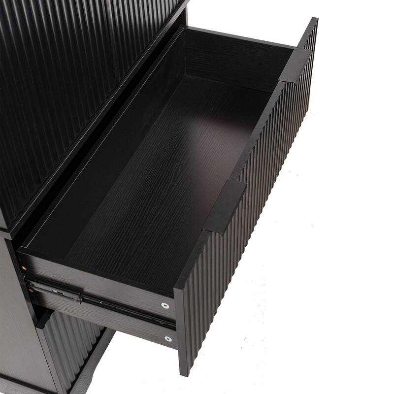 72" Fluted Kitchen Pantry Cabinet, Freestanding Cupboard Storage Cabinet with 2 Drawers for Smart Organization